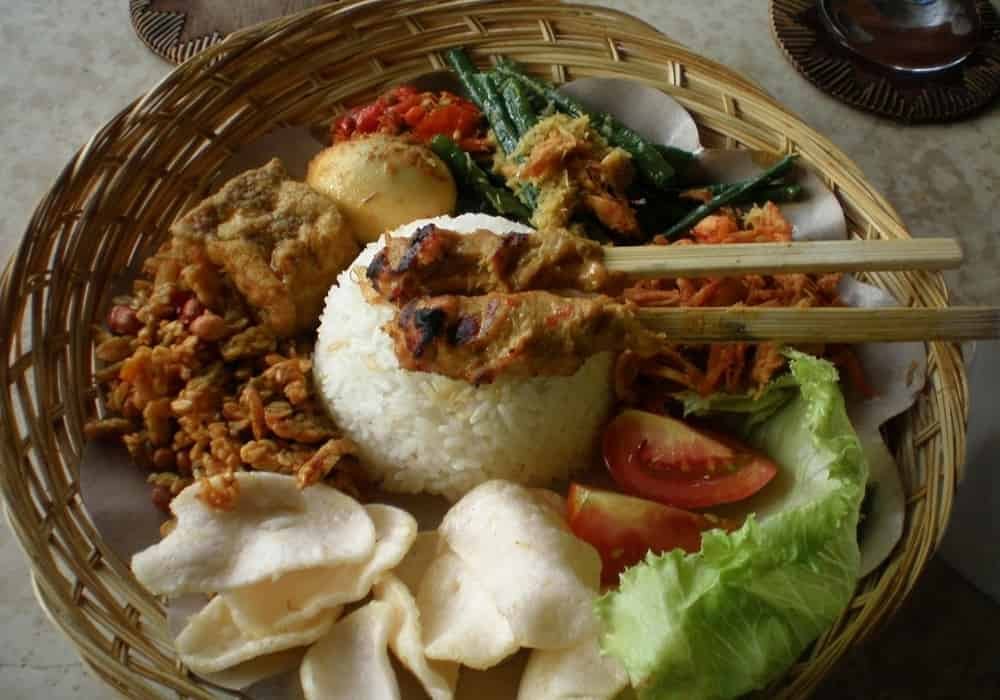 Nasi campur mixed rice indonesian cuisine