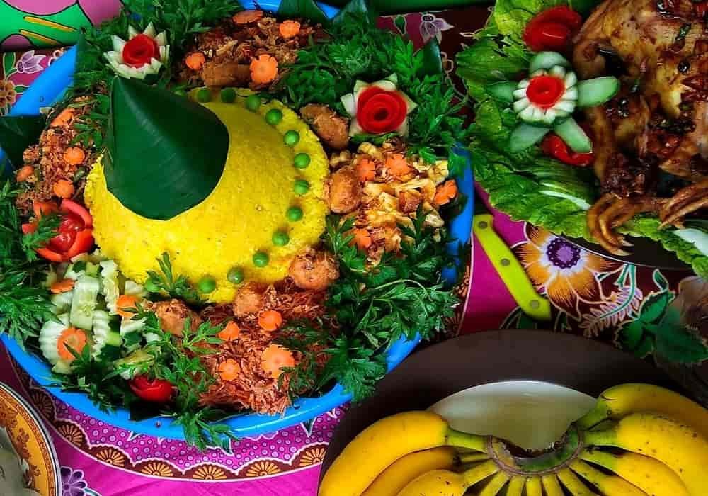 Tumpeng yellow rice indonesian food